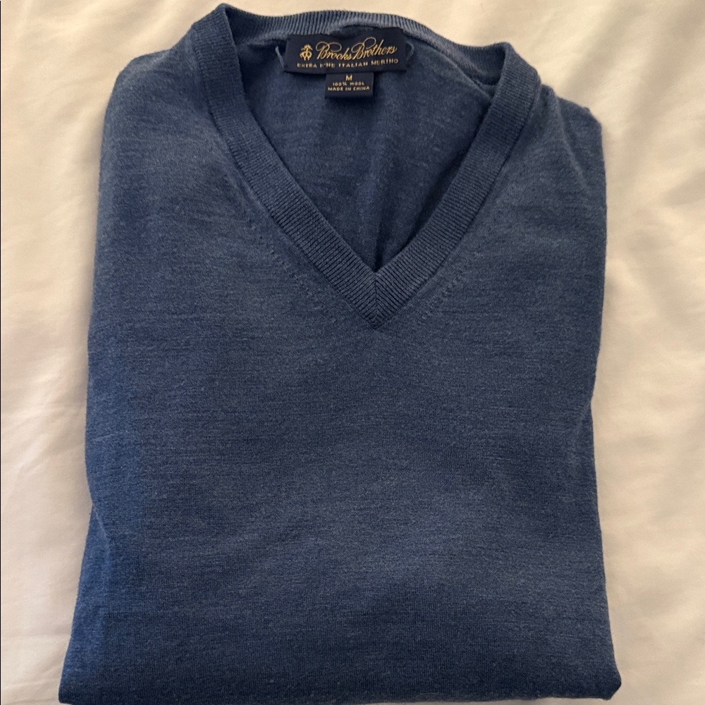 Brooks Brothers Classic Blue V-Neck Sweater